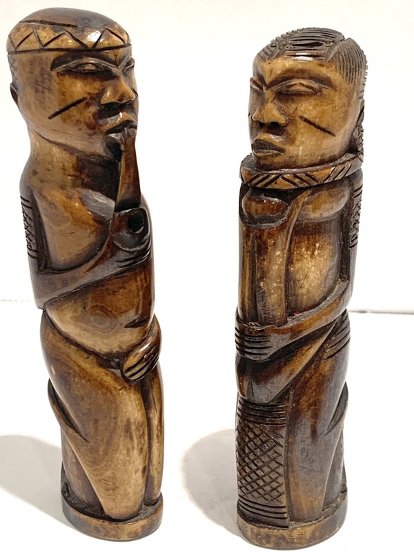 PAIR OF  AFRICAN   CARVED  HUSBANT,  WIFE AND CHILD