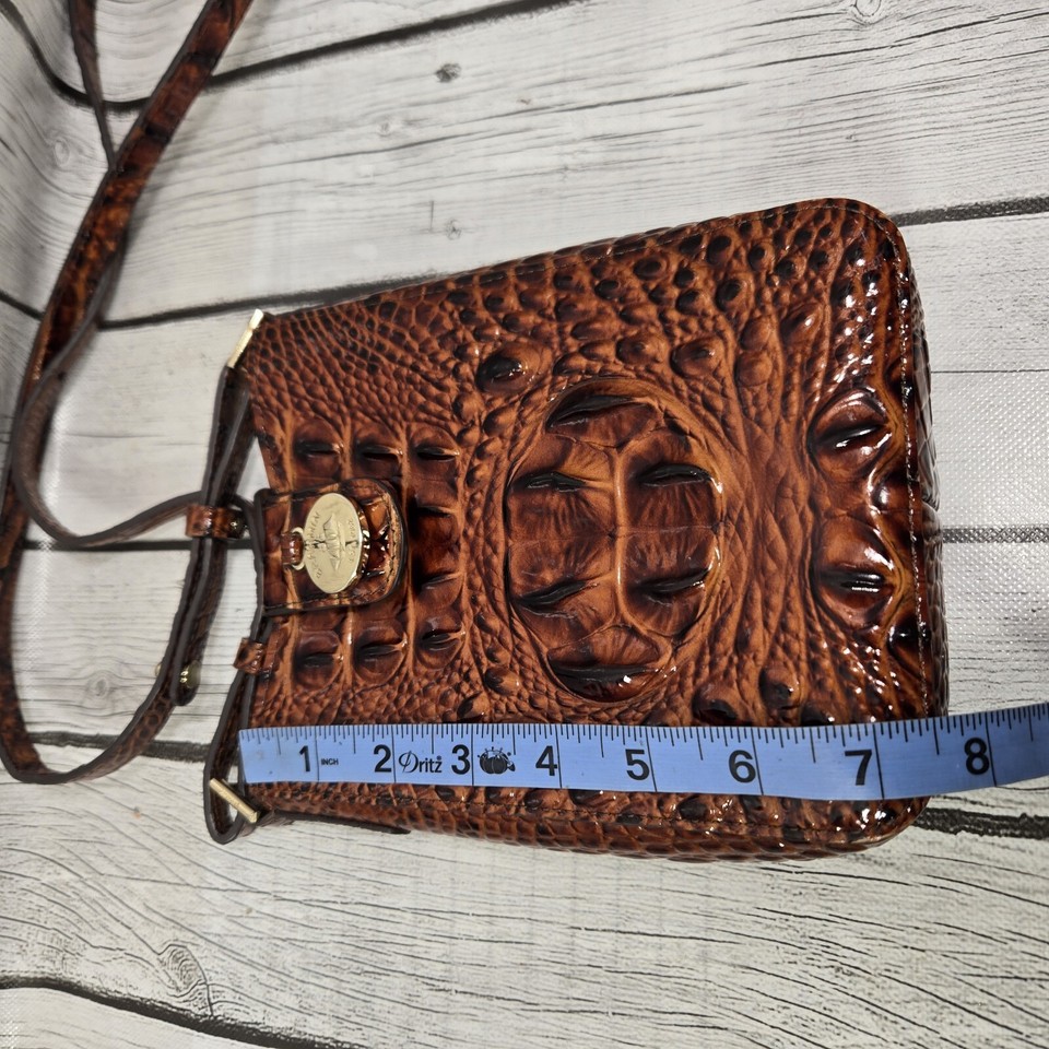 BRAHMIN Melbourne Marley Xbody Croc Embossed Bag Pecan Purse eBay