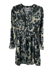 ZARA Tie Dye Long Sleeve Elastic Waist Mini Dress Women S All Over Print Blouson