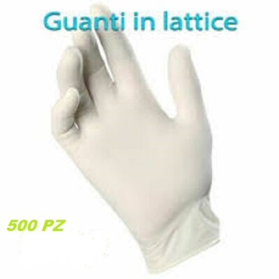 500 GUANTI IN LATTICE - TAGLIA M - BIANCHI POCA POLVERE LATEX - MEDICO