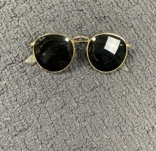 Vintage Used BL Ray-Ban Round Aviator Sunglasses Black Gold Lennon W0608