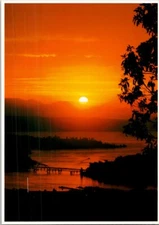 Sunset Lake Washington & Mercer Island Vintage Postcard Spc18