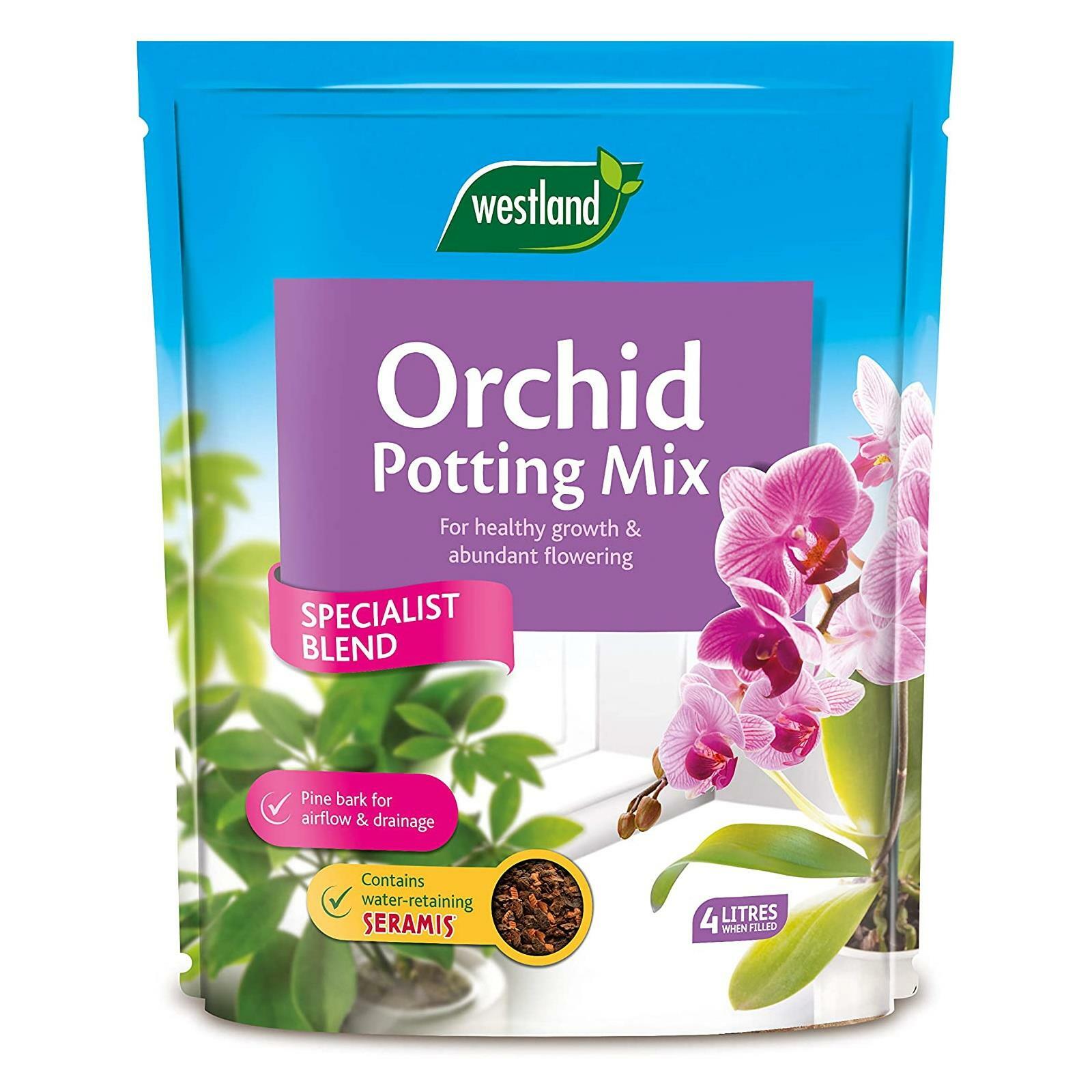 Westland Orchid Potting Compost Nutrients Mix With Seramis 4L Healthy Flowers