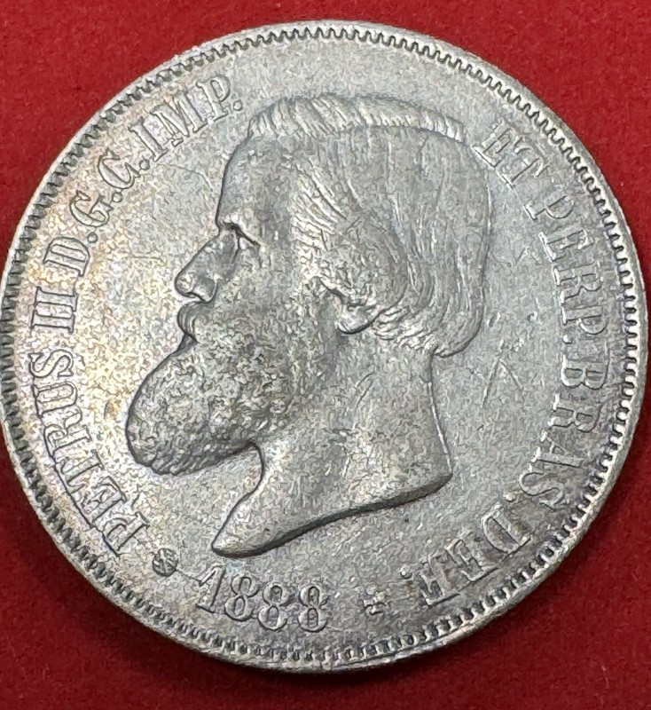 Brasil - Pedro II 2000 Reis (25,51g) 1888 KM-485 VF Silver
