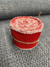 5 yards 2.5  Red Velvet Snow Edged Wired Ribbon