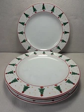 Vtg Set Of 4 Sakura Stoneware Debbie Mumm Magic of Santa 10.75” Dinner Plates