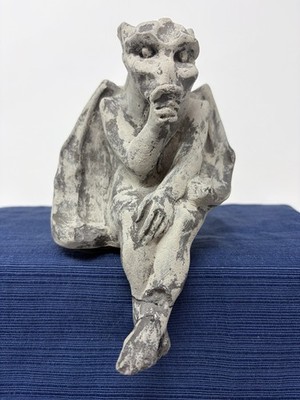 Vtg Thumb Sucking Baby Gargoyle Statue Cast Concrete Shelf Sitter Figure - READ