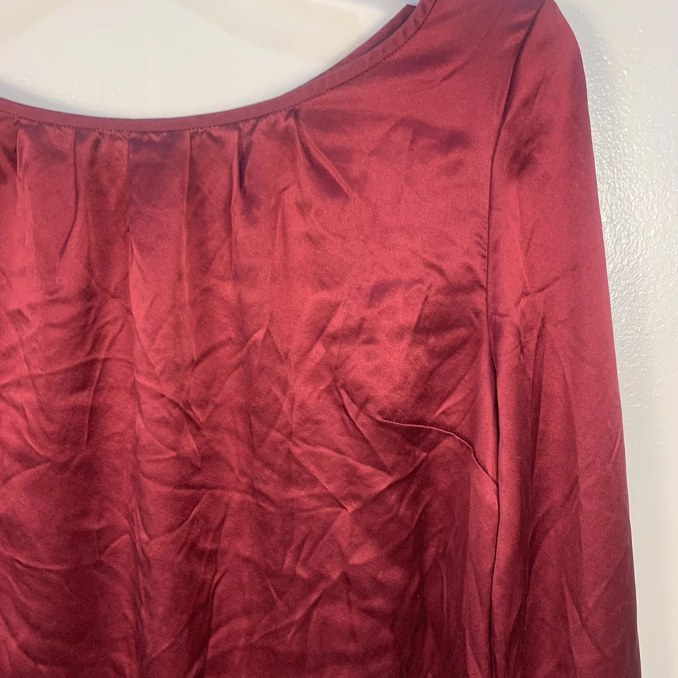 Vestido recto Banana Republic 100 % seda manga larga puño arándano vacaciones talla 8 Foto 3 de 4