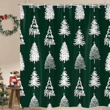 Christmas Tree Shower Curtain Green 72"W x 72"L Pack of 1 Xmas Trees