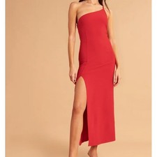 NEW Abercrombie & Fitch Red Asymmetrical One Shoulder Maxi Dress Size Large Tall