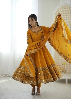 Anarkali Gown Pakistani Salwar Kameez Ready To Wear Dress Suits Wedding Party L