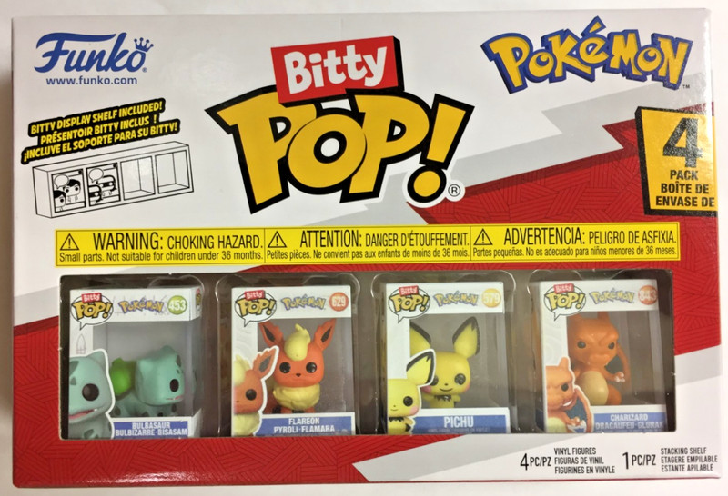 Funko Bitty POP! 4 Different Pokemon Set of 4 in 1 Pack Charizard Pichu Flareon