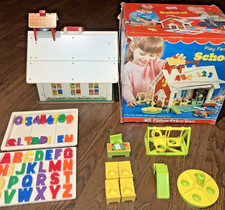 1971 Vintage Fisher Price 923 Play Family School Little People Box, Letters HTF
