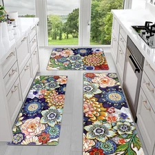 Kitchen Mats for Floor, Boho Kitchen Rugs Sets of 3, Non Slip Washable Kitche...