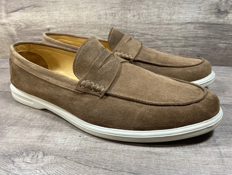 Zapatos Mocasines Peter Millar Marrón Gamuza Para Hombre Talla 12 M Foto 2 de 4