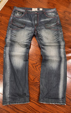 Vintage Y2K Kanji Embroidered Multi pocket Studded Baggy Jeans 42x34