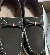  Brown Penny Loafers Slip-On Stitched Round T...