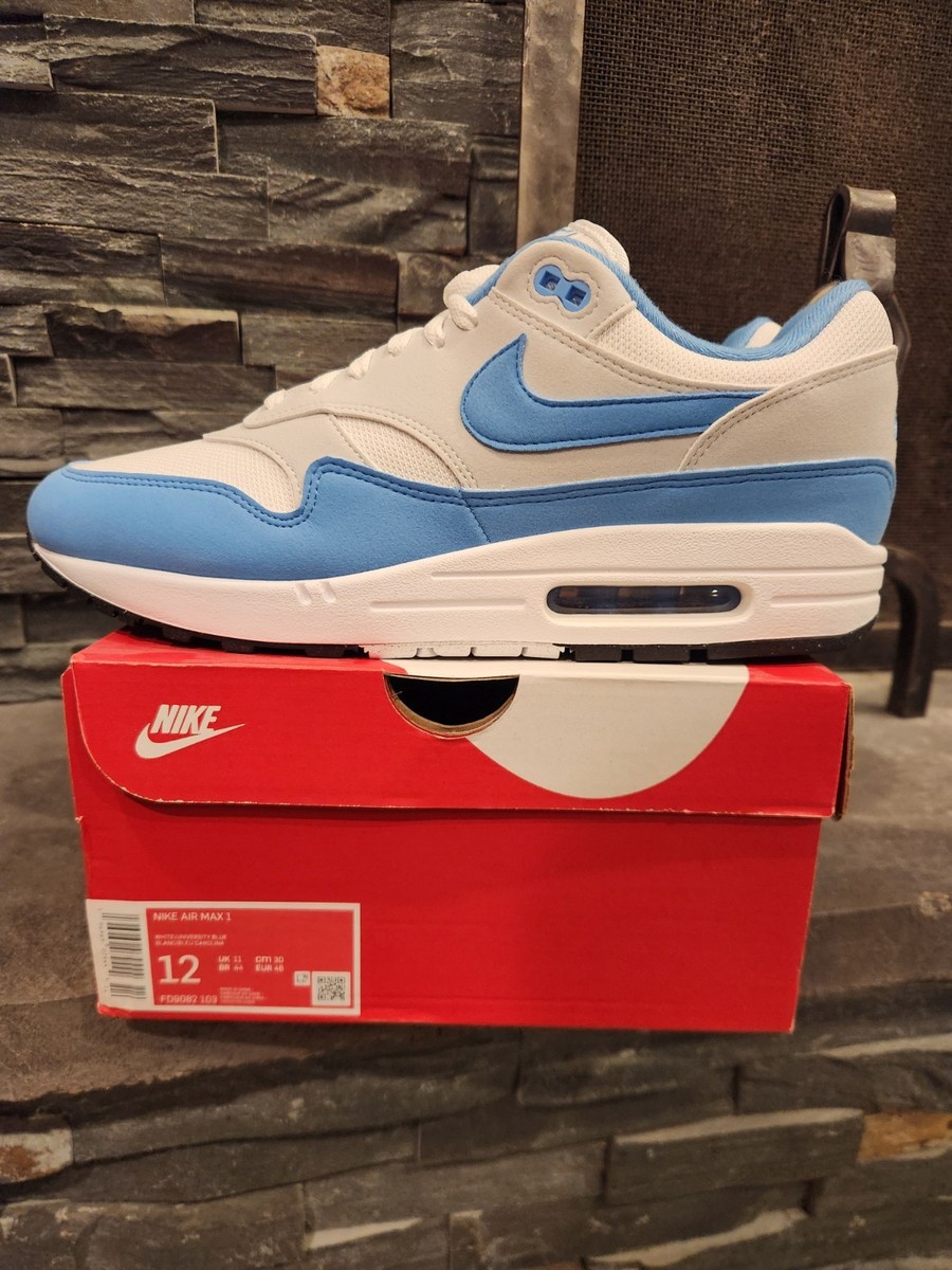 Nike Air Max 1 AM1 White University Blue UNC Size 12 DEADSTOCK