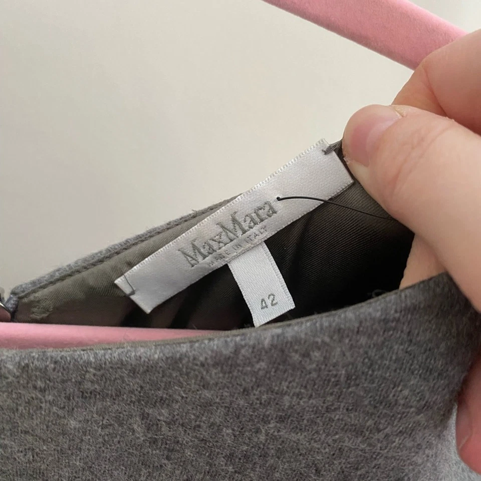 MaxMara Fur Cuff Wool Sheath Dress Sz 42 - Image 3 of 4