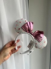 Brand New Minnie Mouse White Heart Print Ears Disneyland Disney World  Mickey