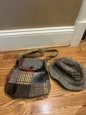 John Molloy Donegal Crossbody Bag + Hat Made In Ireland 100% Wool Donegal Tweed