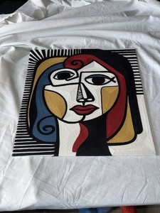 BP Home Woven Embroidered Textile Wall Art Picasso Face Cubism Decor