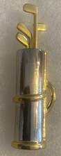 Vintage Gold & Silver Tone Golf Club Bag Brooch Sports Golfing Jewelry 2"