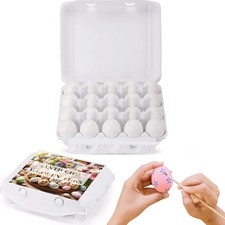 White Fake Easter Eggs, 20-Count Wooden Eggs in Carton for Painting and Crafts,