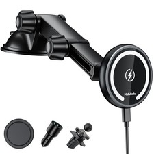 for Magnetic Magsafe Car Mount Charger, Wireless Car Charger with QC3.0 Adapt...