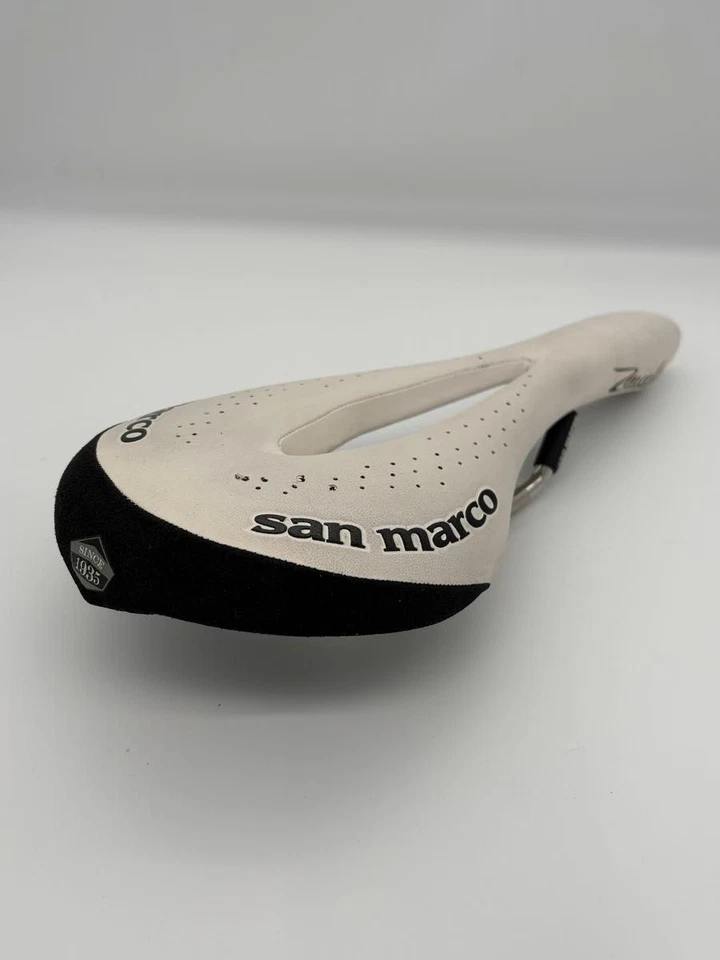 Sillín de bicicleta Selle San Marco Zoncolan blanco usado MTB carretera carreras personalizado Foto 3 de 4