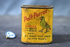 Vtg Poll-Parrot Leather Shoes Metal Coin Bank, Advertising, Children's Shoes