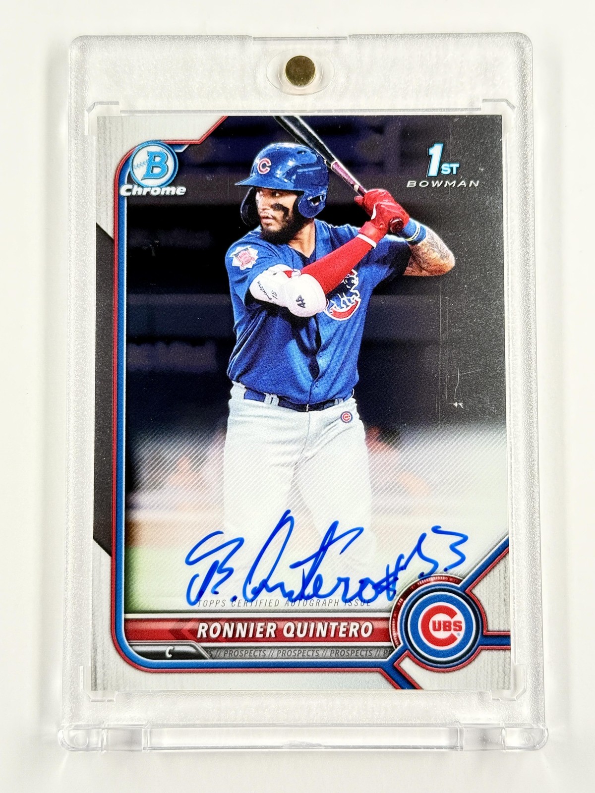 Ronnier Quintero 1st 2022 Bowman Auto Chrome Prospect Card Chicago Cubs