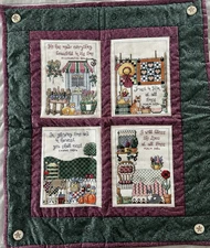 Jeremiah Junction Timeless Seasons Finished Cross Stitch Quilt Wall Hanging