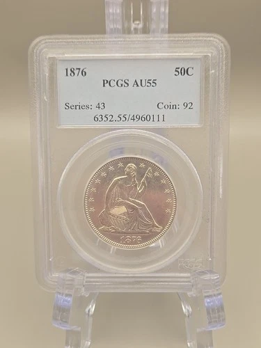 1876 50C Seated Liberty Half Dollar PCGS AU55