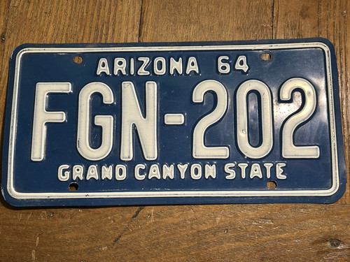 1964 ARIZONA License Plate Grand Canyon State nice!