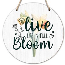 Welcome Spring Door Sign, Floral Wooden Hanging Sign, Spring Rustic Wood Door
