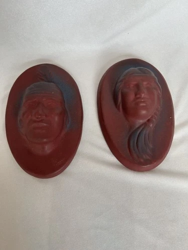 Van Briggle Pottery Indian Plaques Big Buffalo and Little Star