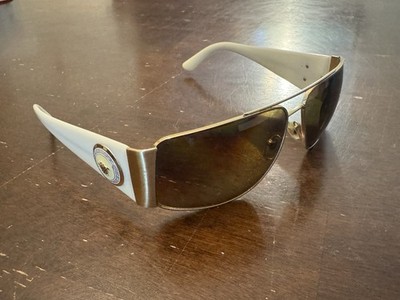 Versace Woman s White and Gold Aviator Tinted Polarized Sunglasses