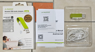 Avantree Leaf AVT1 Bluetooth-USB-Audio-Transmitter-Adapter für PC Windows aptX