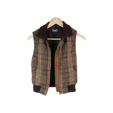 Authentic Y2K D&G Dolce & Gabbana Wool Leather Vest Size 40 S M Boucle Zip