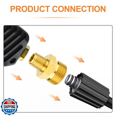 #ad GASHER 5Pcs Brass M22 Pressure Washer FittingM22 14mm Male x 1 4quot;NPT Male Th... $27.99