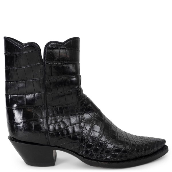73414 Auth STALLION Black ZORRO CROC WESTERN Stiefel Schuhe 39