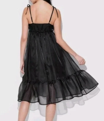 vaquiauxヴァクトーブラックFビーチタウンドレスタキシードポンチョノアール NEW Wild Fable Women's Organza Midi Babydoll Dress Black Size XS