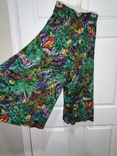 Carole Little Floral Palazzo Pants with Wide Leg Elastic Waist Size 4 Vintage