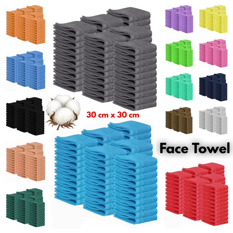 TEXTILE DO Face Towels Flannels 100% Egyptian Cotton Wash Cloths 30 x 30 cm Soft Face Cloth