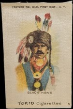 1910 S67 Tokio Cigarettes Silk American Indian Portrait Series #5 Black Hawk