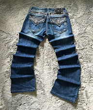 Miss Me Damen Jeans 26 Bootcut Denim Blau Str...