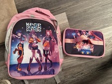 Kpop Demon Hunters Pink Medium Girls Backpack w/ Lunch Bag, Zip, Pockets