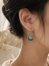 Pendientes colgantes Larimar, plata 925, pendientes de piedras preciosas del Caribe