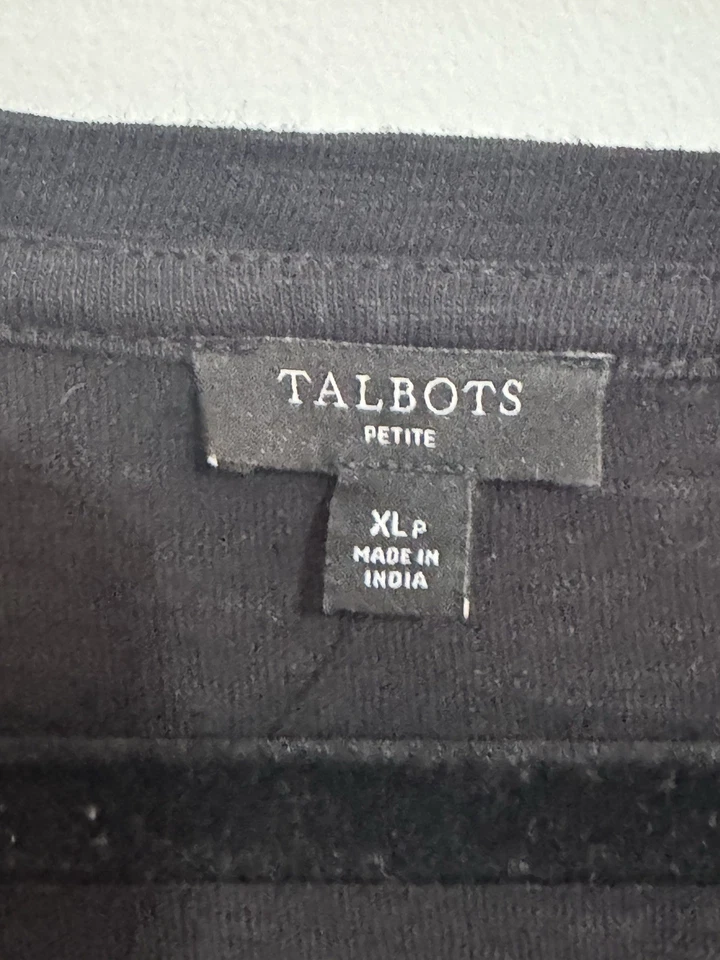 Talbots Women’s XLP Embroidered Sleeve Dress Cotton Black New $89 Preppy XL - Image 4 of 4